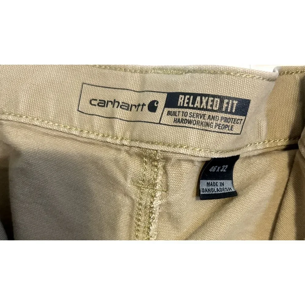 Carhartt Relaxed Fit Brown Cotton Canvas Workwear Mens Pants‎ 46x32